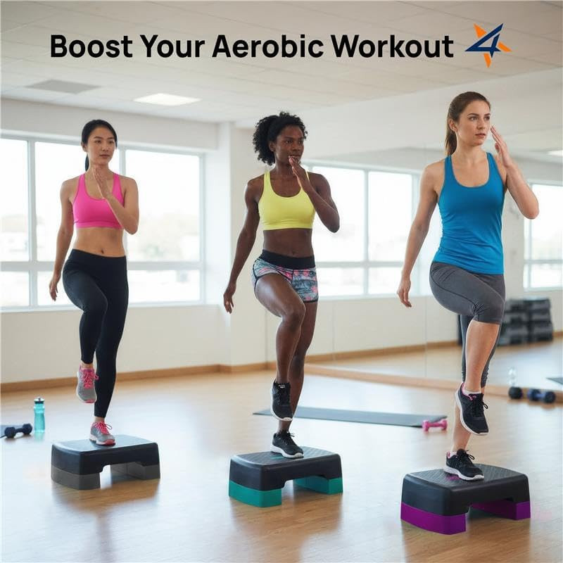 Aerobic Exercise Step Platform, Exercise Stepper with Risers for Cardio and Stre