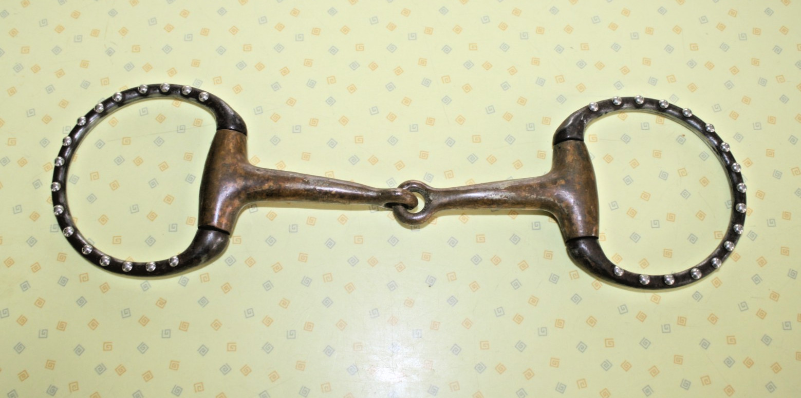 Vintage D-Ring HORSE Snaffle BIT ~5" Mouth Piece 3" Ring STAINLESS STEEL Dots