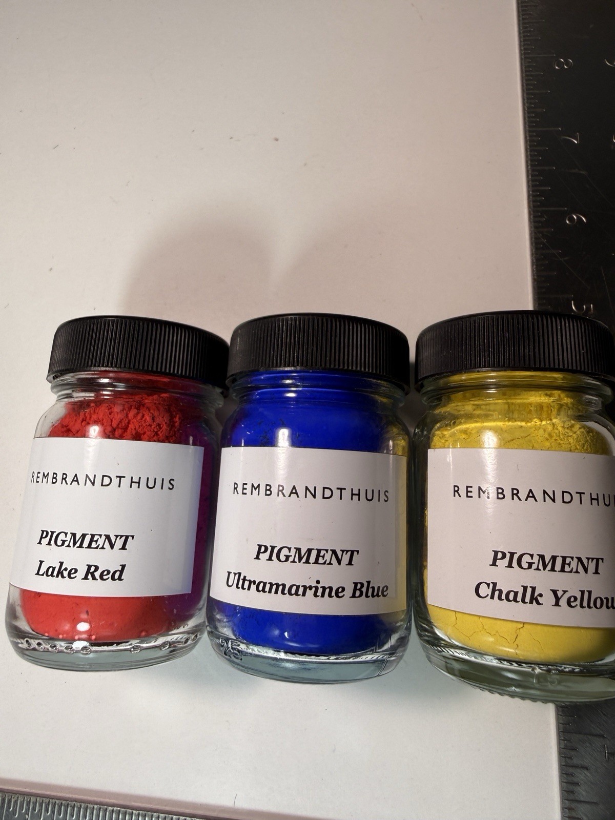 Rembrandthuis Pigment Set Ultramarine Blue Lake Red Chalk Yellow Artist Powder