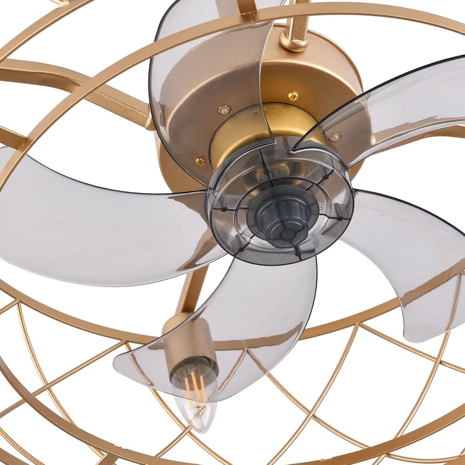 20-Inch Gold Ceiling Fan with Light, 3 Speeds, Remote Control, Modern Design