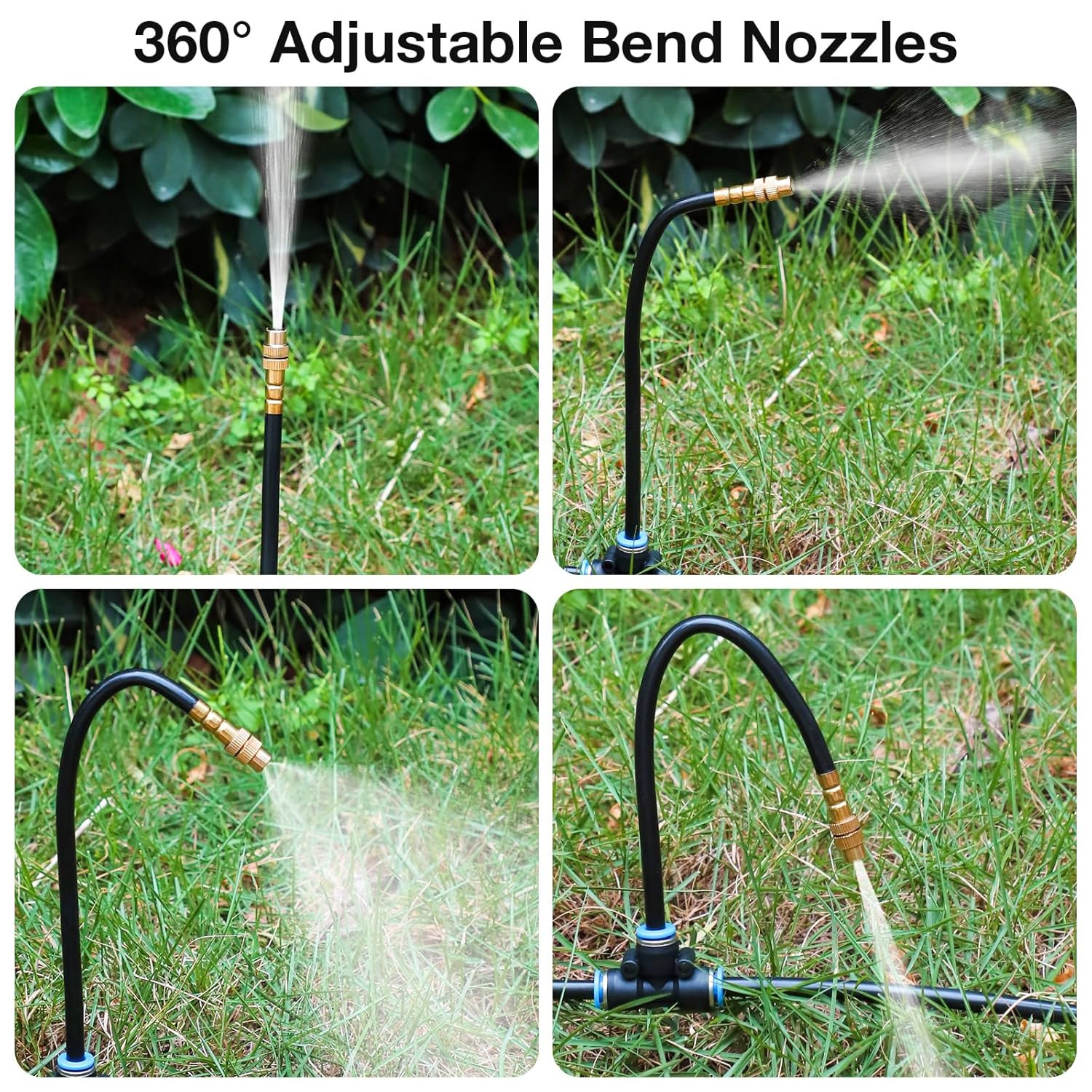 50Ft 1/4" Drip Irrigation System with 12 Adjustable Copper Nozzles