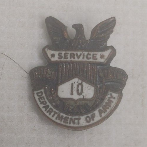 Department of Army Pin 10 Years Service - 1/2" pin