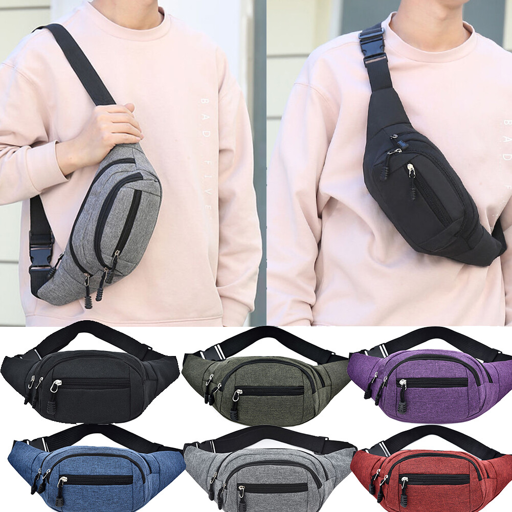 Men Crossbody Bag Waist Bum Bag Fanny Pack Pouch Wallet Adjustable Belt Travel