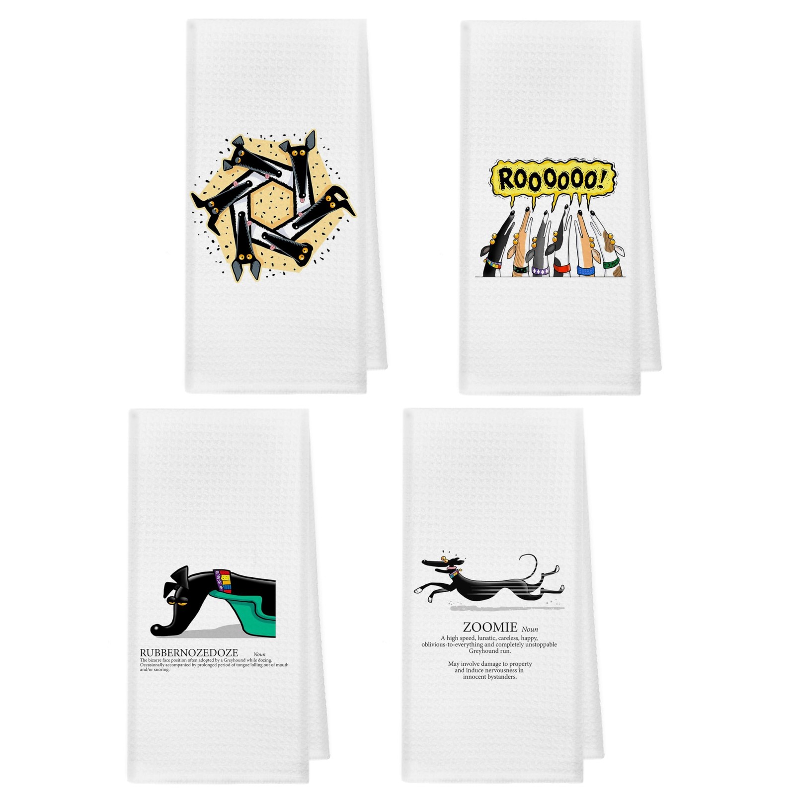 Funny Greyhound Glossary Zoomie Absorbent Kitchen Towels and Dishcloths 16×24...