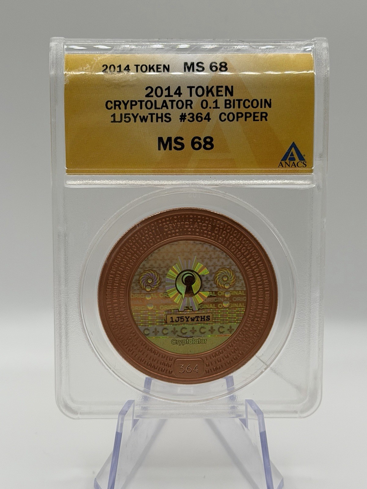2014 Cryptolator Unchained Bitcoin 0.1BTC Copper Coin