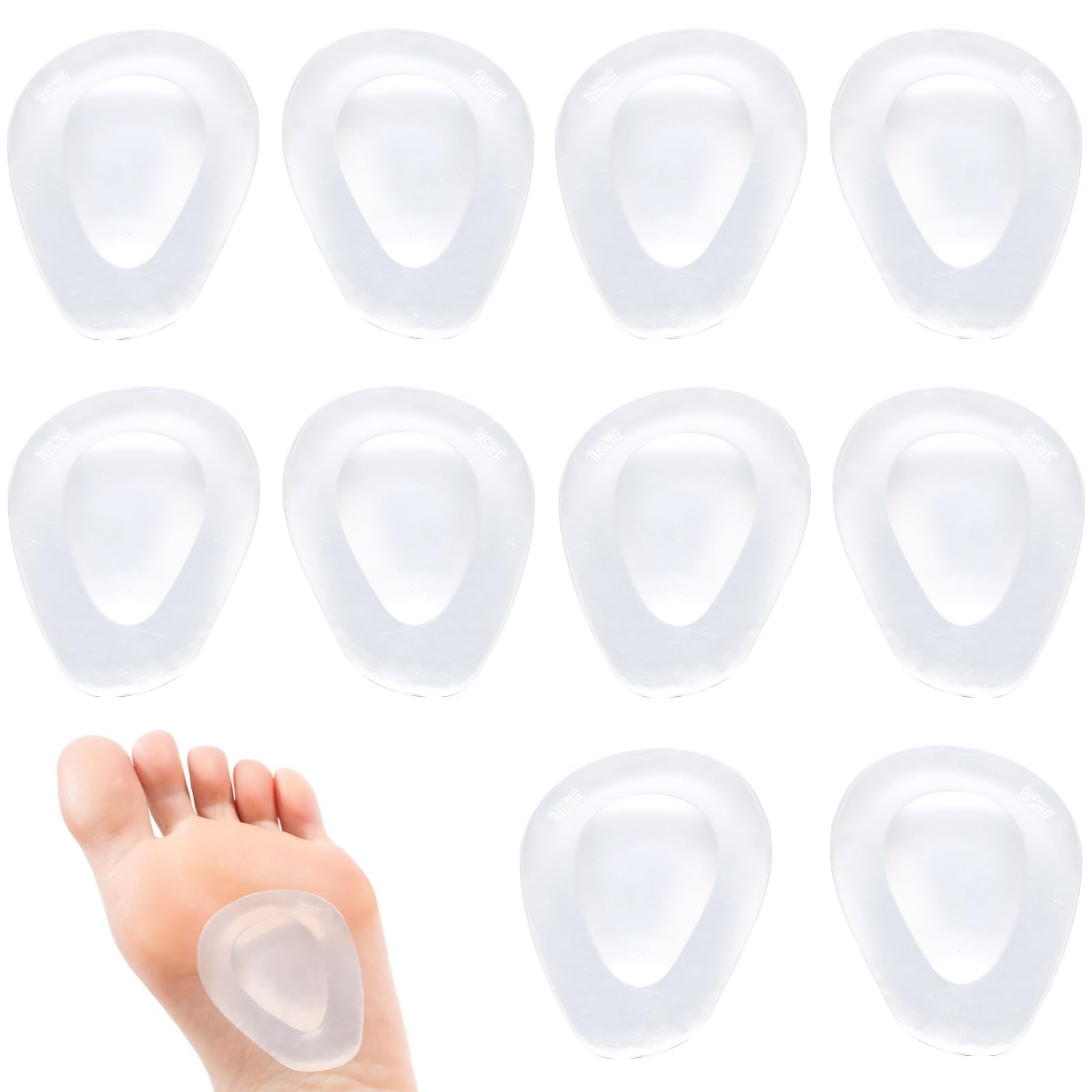 10 Pack Clear Metatarsal Pads of Foot Cushion Foot Pads for Pain Forefoot Cus...