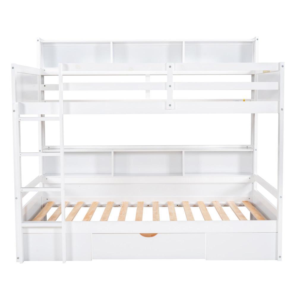 High Quality Twin Size Bunk Bed with Built-in Shelves Beside both Upper New Styl