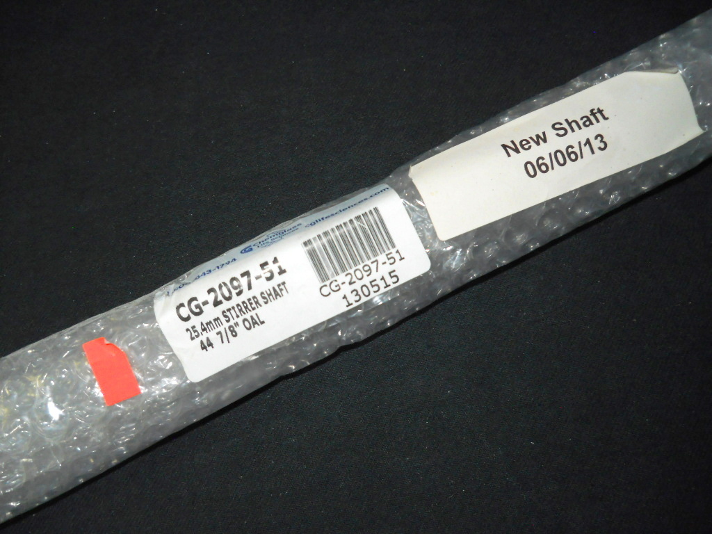 Chemglass 25.4mm x 44.9" Replacement Glass Stirrer Shaft for 50L Short Reactors