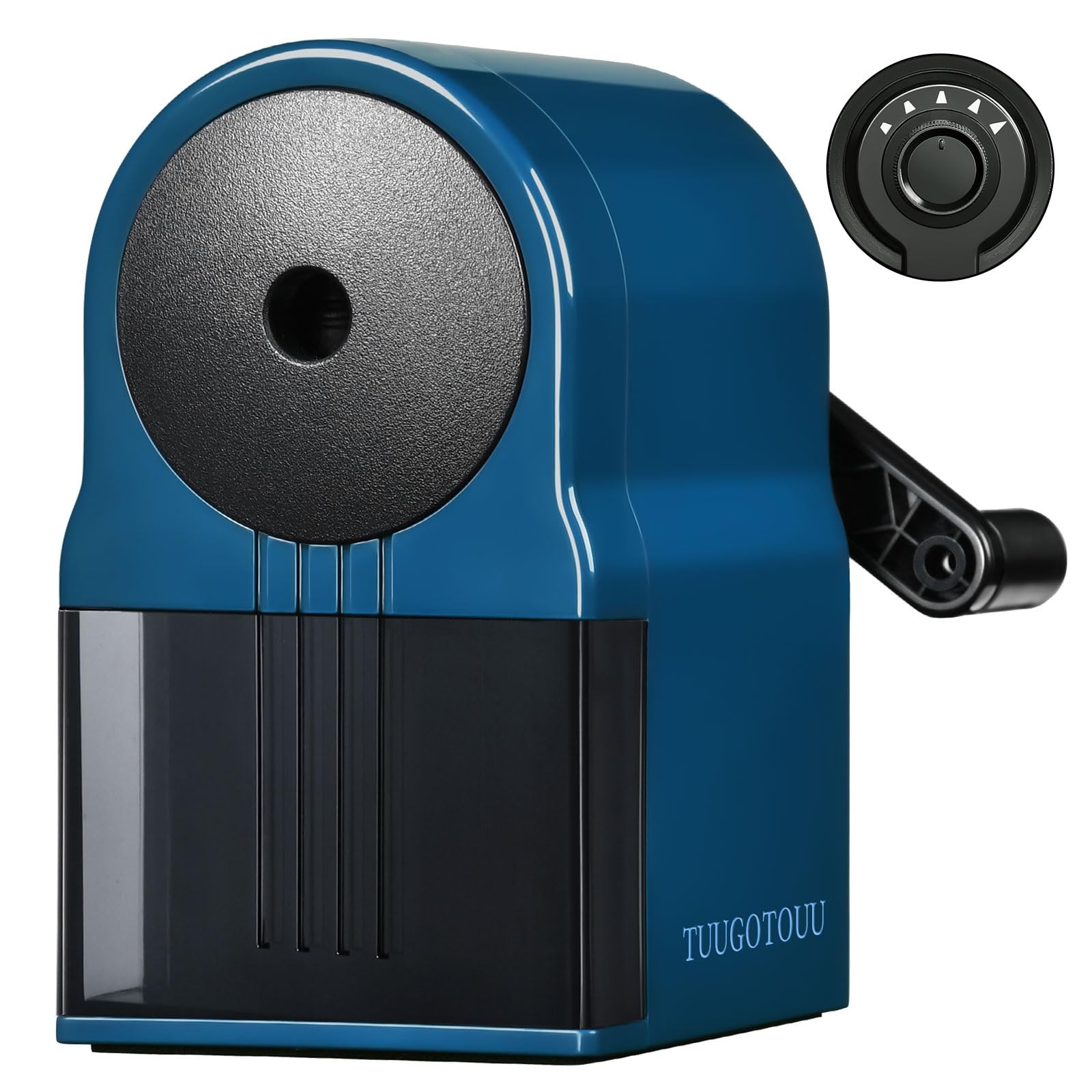 TUUGOTOUU Manual Pencil Sharpener Hand Crank sharpeners for Kids Blue