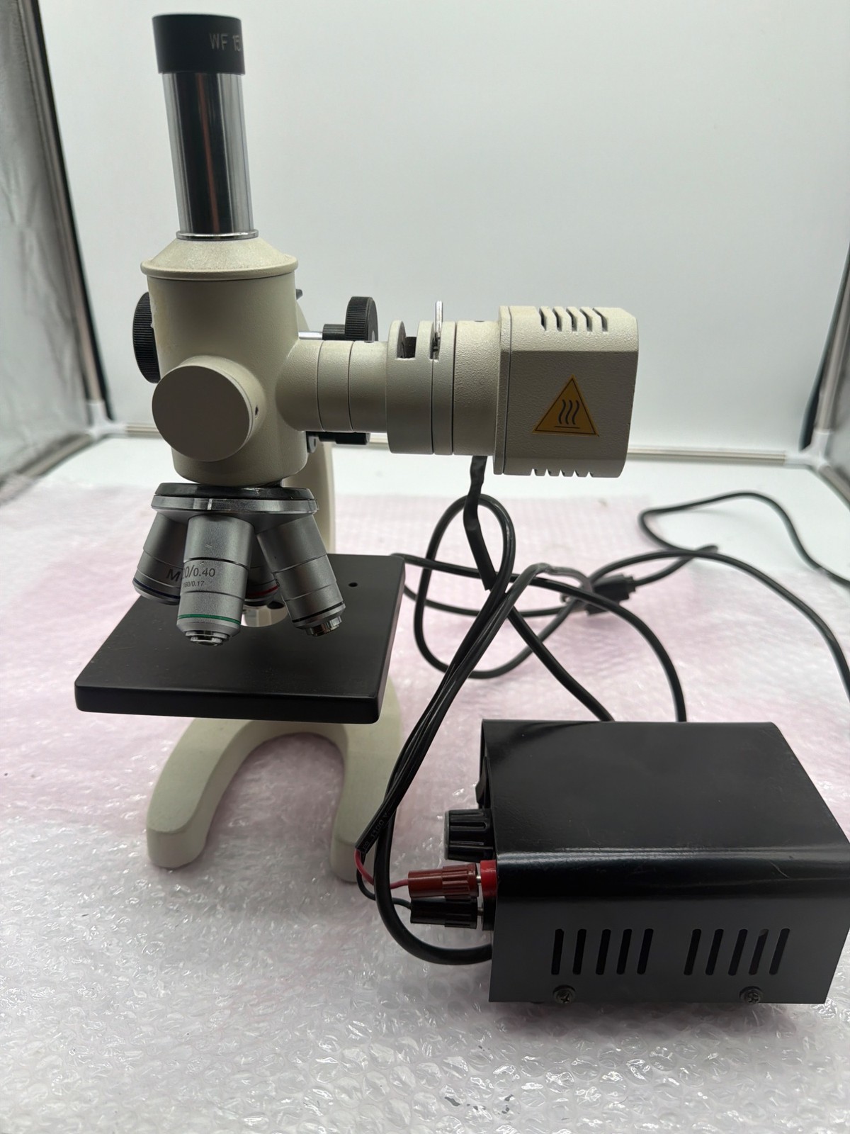Monocular Compound Microscope Halogen Illuminator 10x 40x Educational Lab