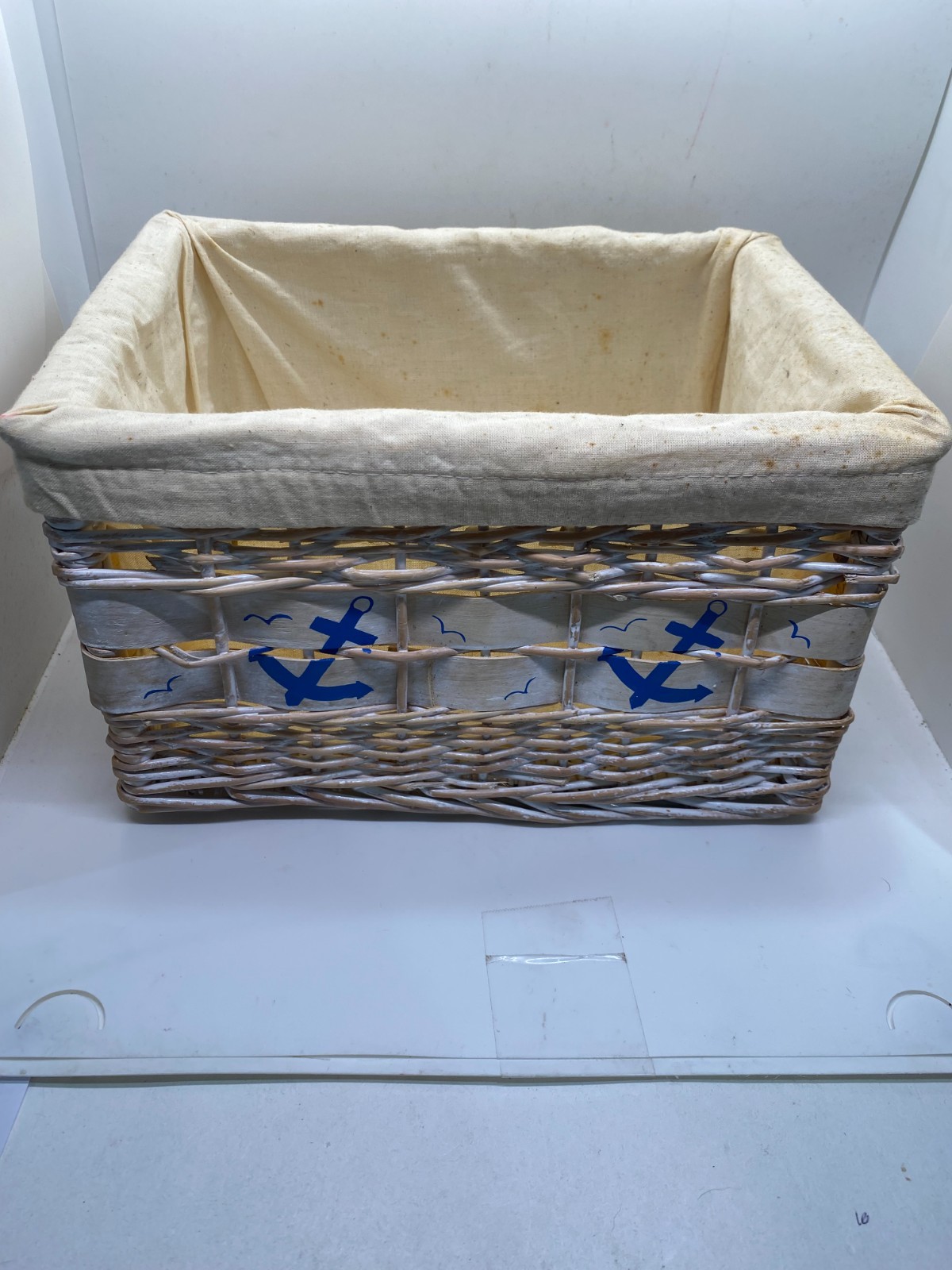 Nautical Decor Wicker Basket 11" x 8" x 7"high