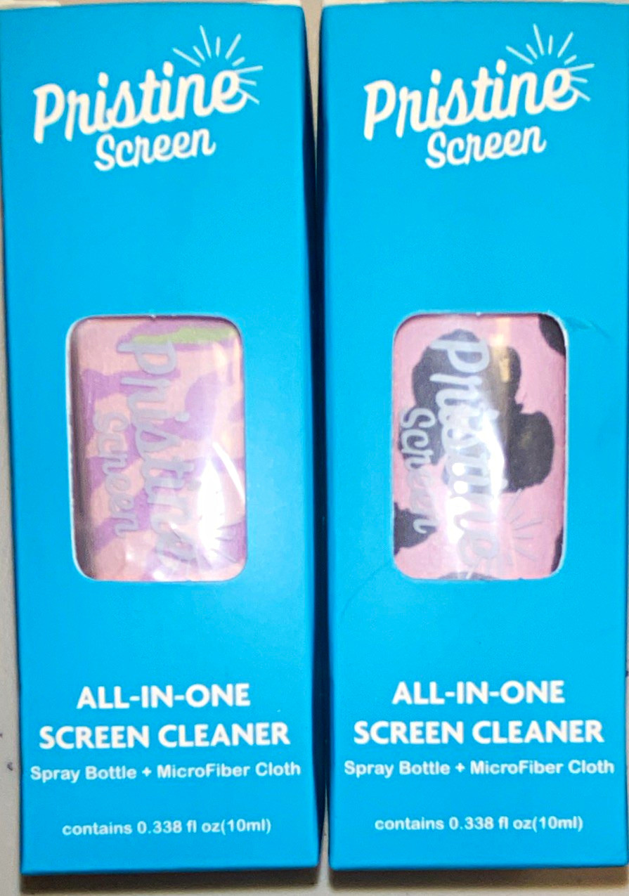 Pristine Screen Cleaner Kit Spray Bottle + Microfiber Cloth 10ml set of 2