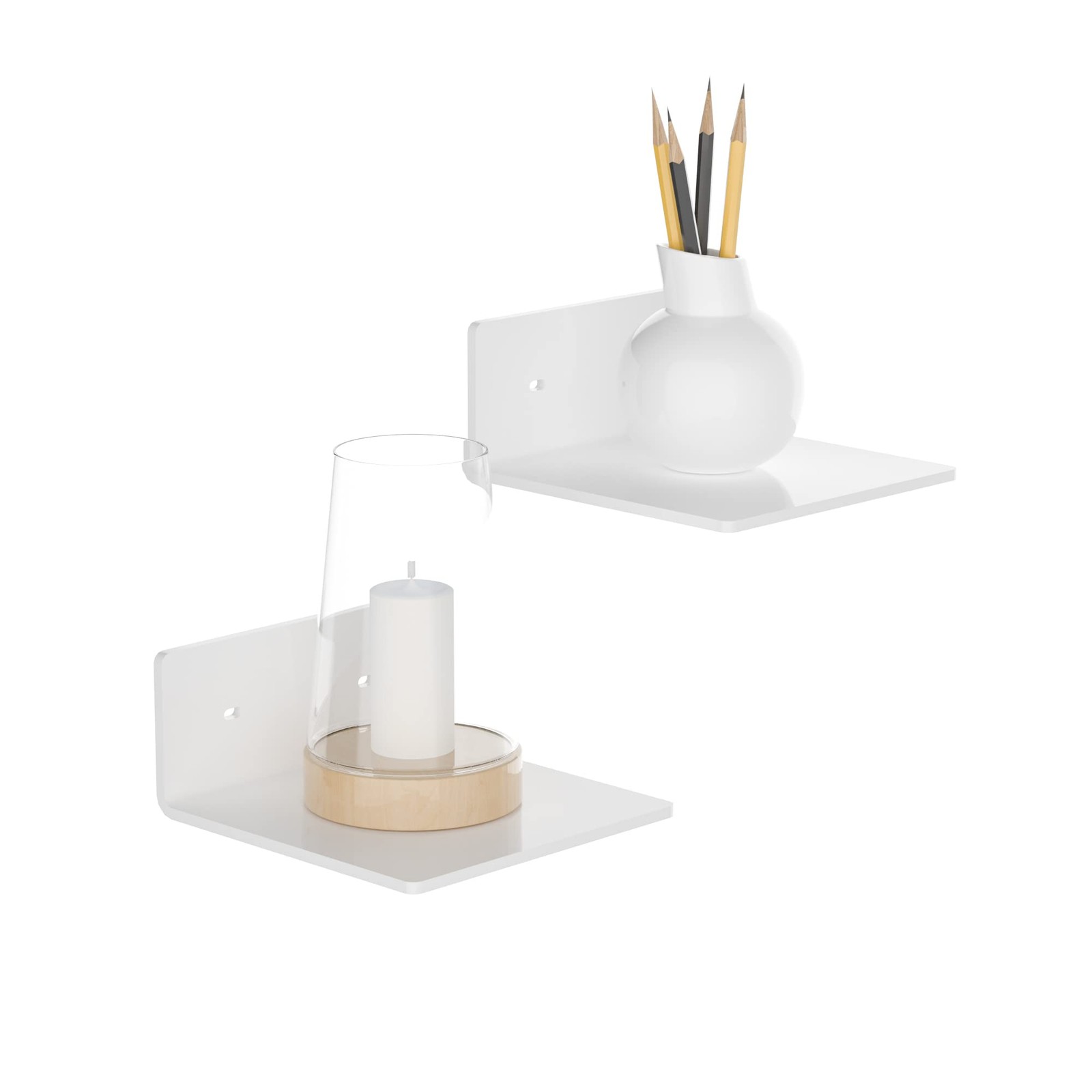 2 Pack Sezanrpt 6 Inches Acrylic Small Wall Shelves, Floating Shelf for Wall