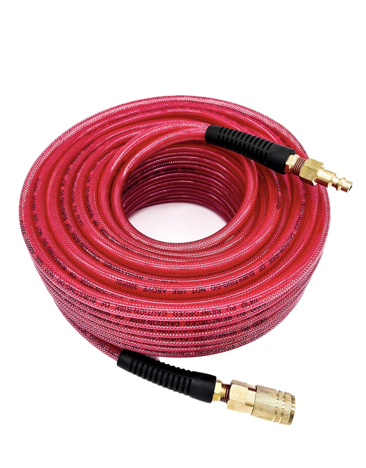 SYXQT 1/4" x 100FT Reinforced PU Air Hose w/ 1/4" Swivel Industrial Quick Couple