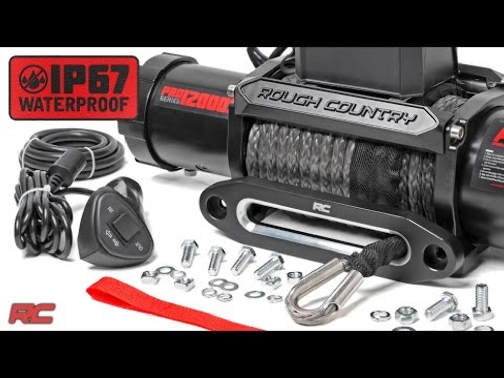 Rough Country 12000lb Pro Series Electric Winch | Synthetic Rope PRO12000S