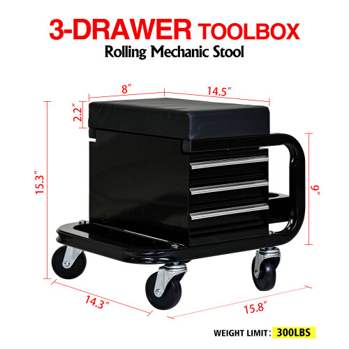 Heavy Duty Workshop Bench - Rolling Bench with Swivel Wheels Mechanic Tool Box
