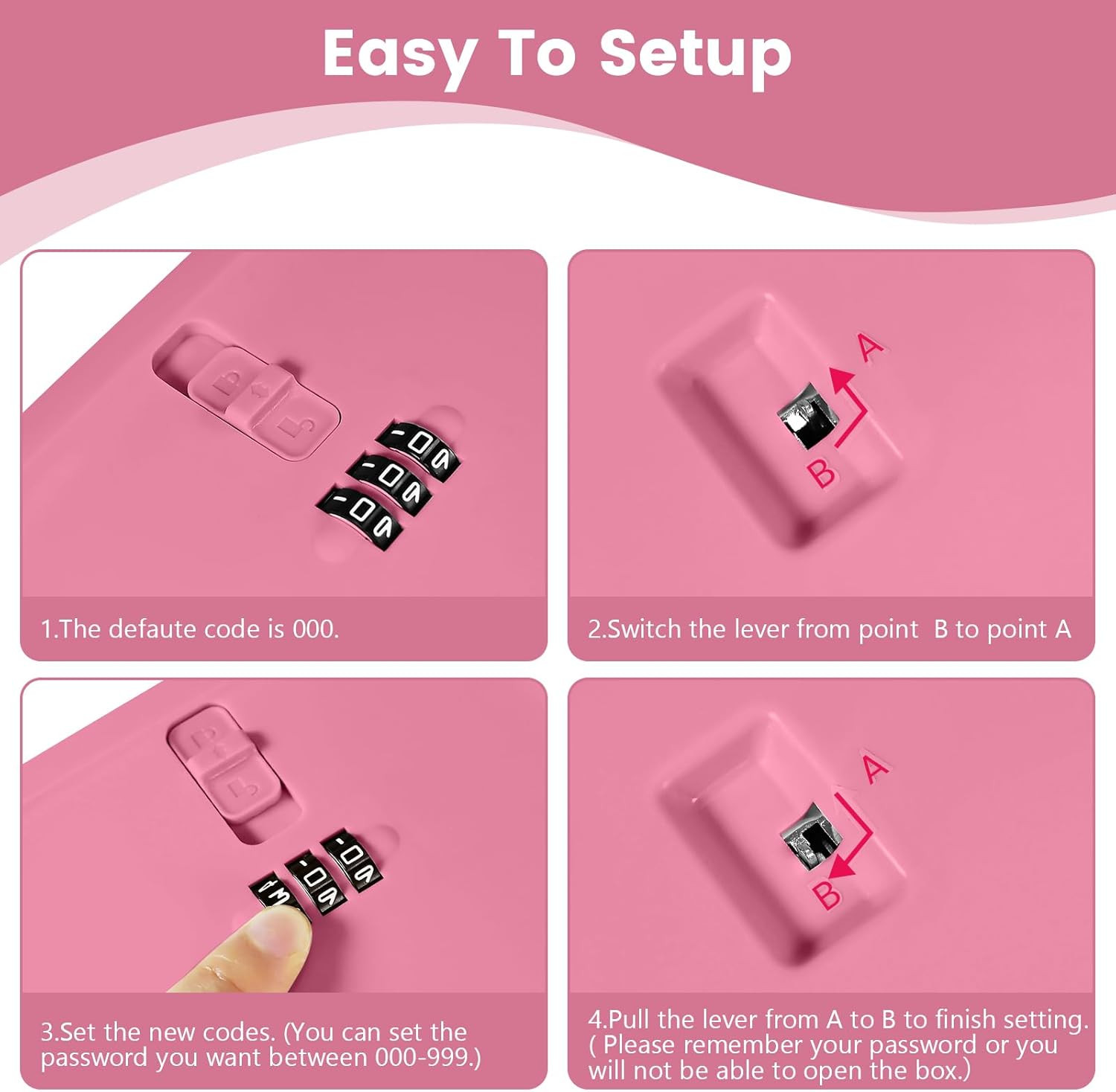 Small Lock Box, Lockable Storage Box with Combination Code for Medication Safe,