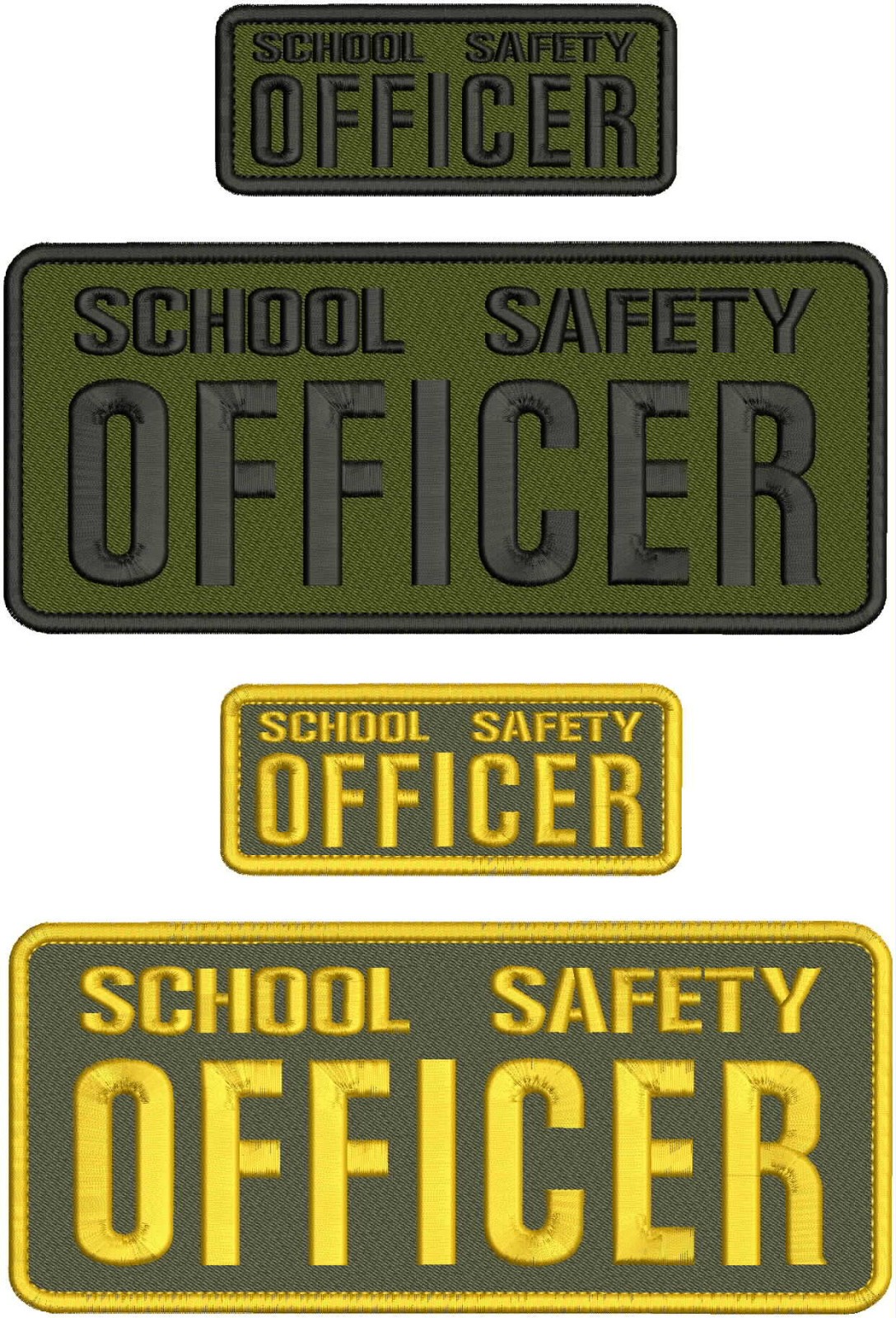 School Safety Officer  Embroidery patches 10x4 & 5x2 Velcr@ On Back