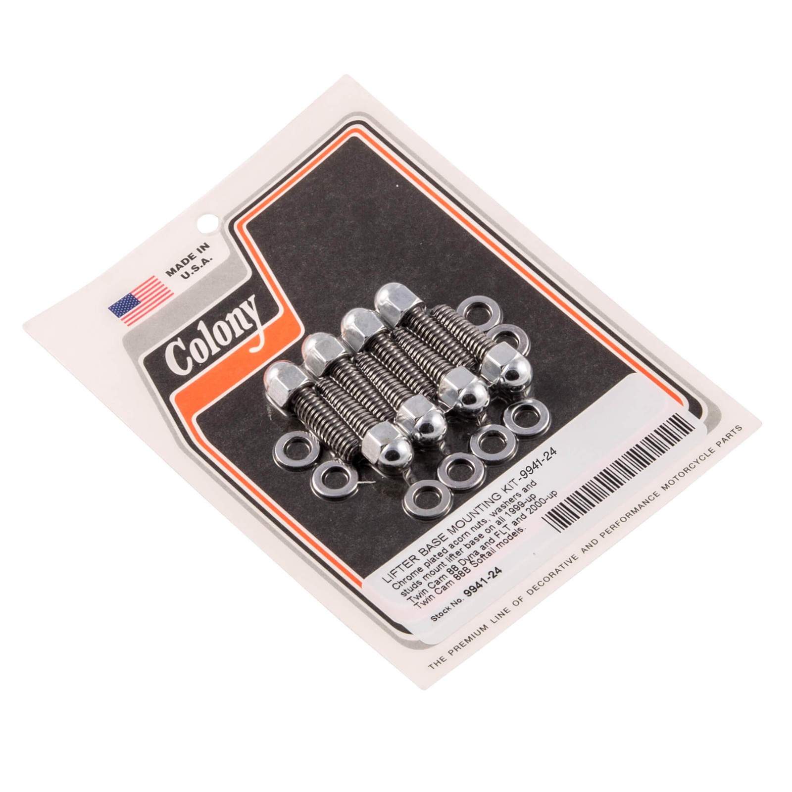 #9941-24 Lifter Base Mounting Kit Chrome Acorn Twin Cam Dyna FLT Softail Colony
