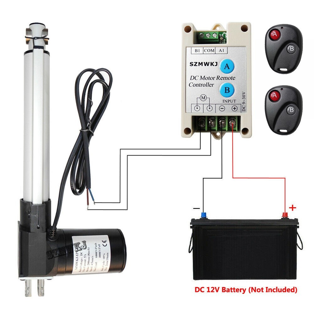 6000N 16" Linear Actuator 1320lbs DC Motor + Brackets + Controller Auto Car Lift