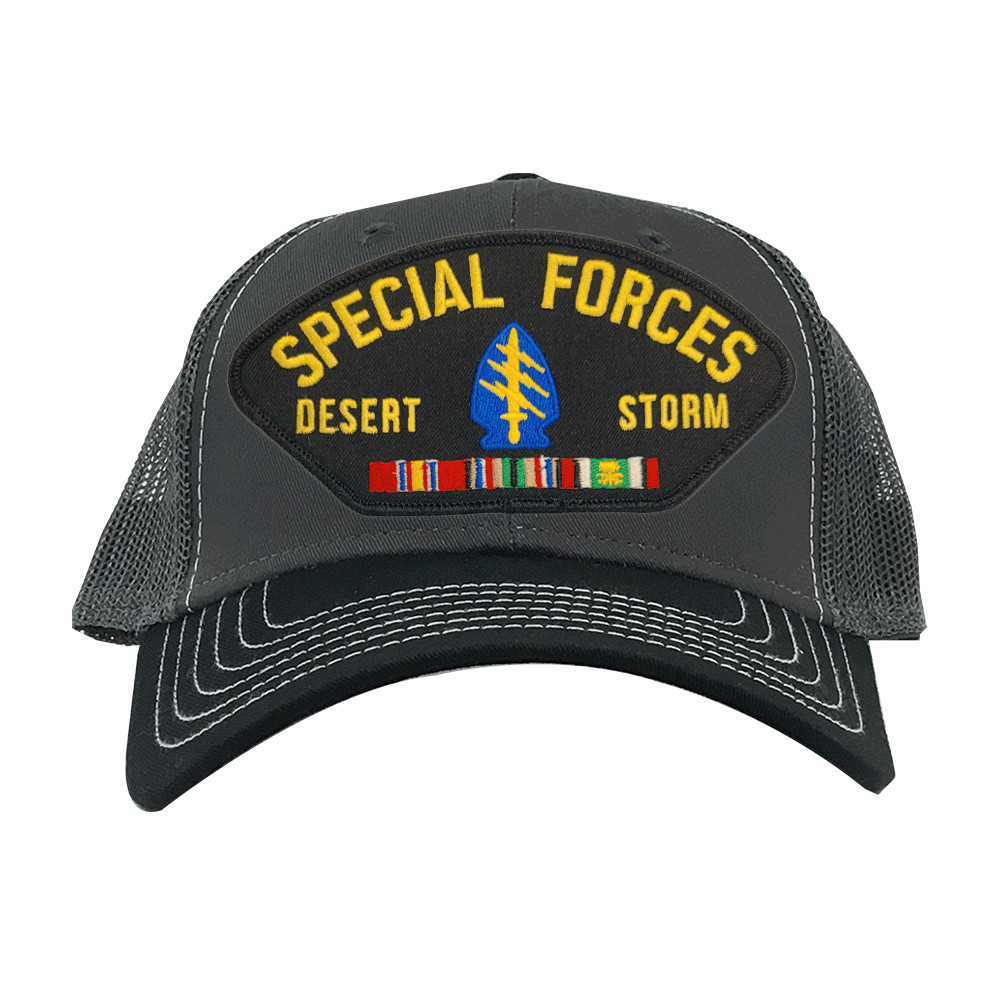Special Forces Desert Storm Ribbon Gray Mesh Cap Officially Licensed