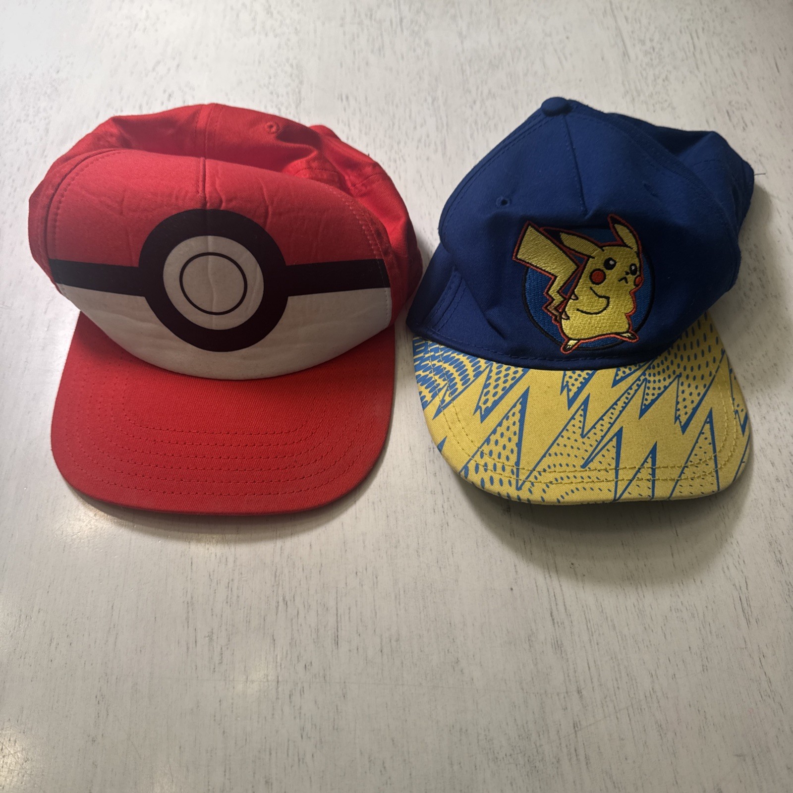 Lot of 2 Pokémon Youth Hats Caps Pikachu Pokeball Adjustable Straps 2016 2021
