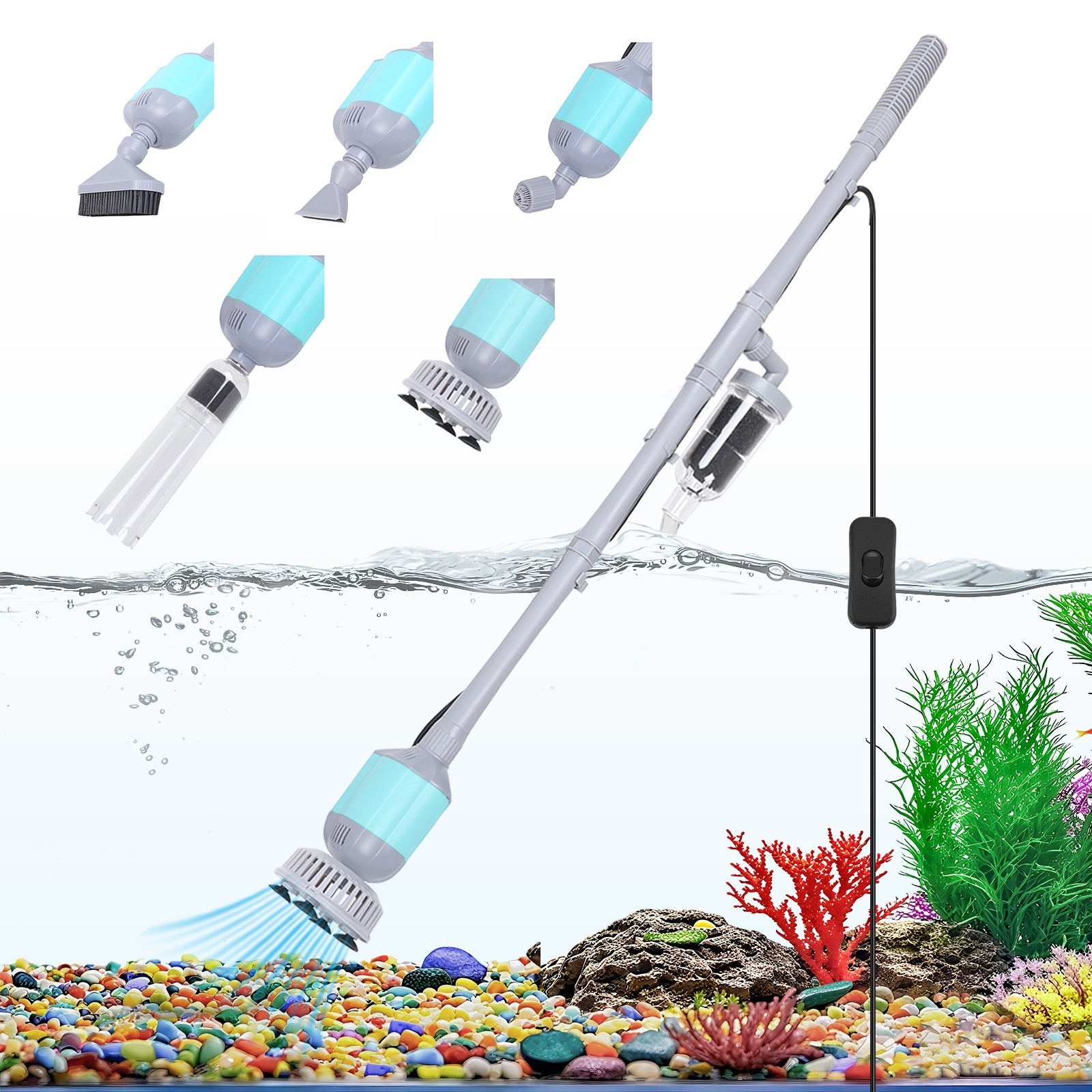 hygger Electric Aquarium Vacuum Gravel Cleaner Adjustable Automatic Cleaner