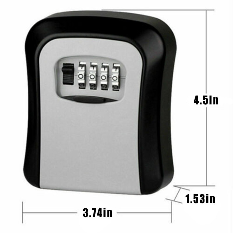 Key Lock Box Wall Mounted, 4 Digit Combination Lockbox For Outside, House Keys