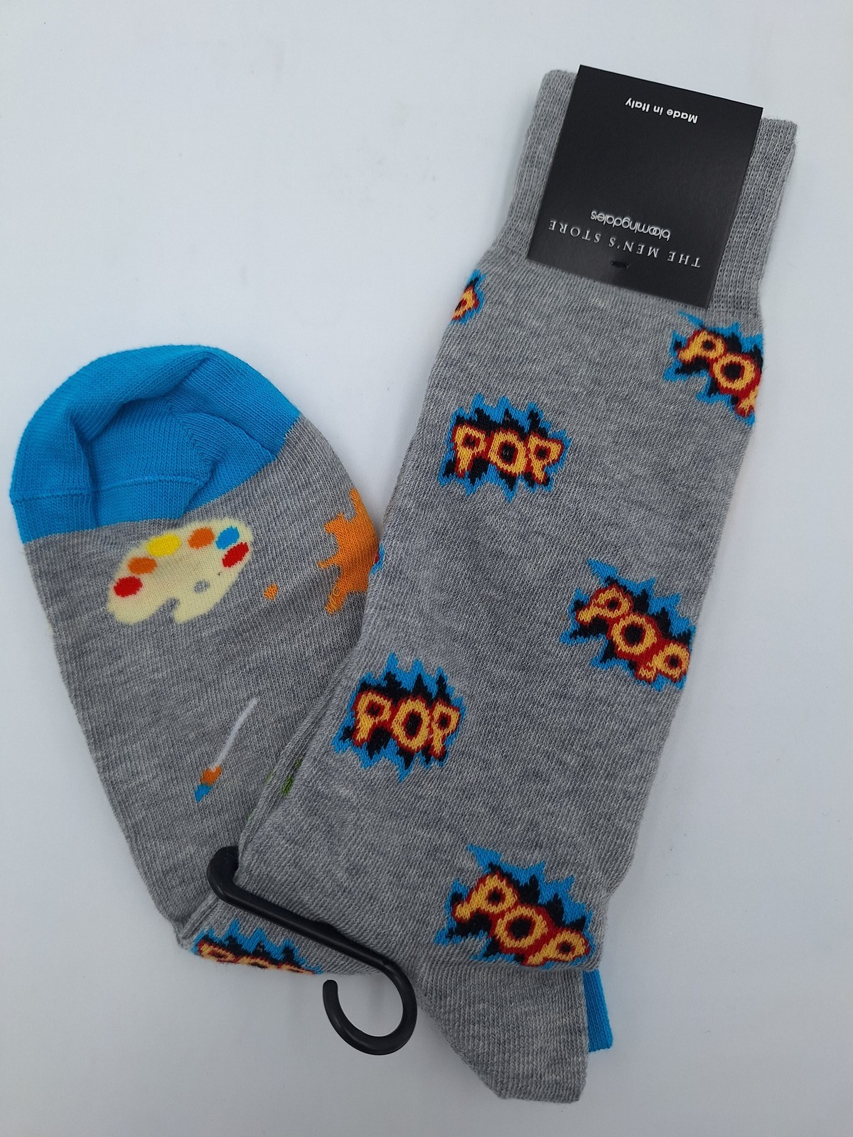 POP ART Novelty Mens Socks Grey The Mens Store Bloomingdales 1 Pair $12 - NWT