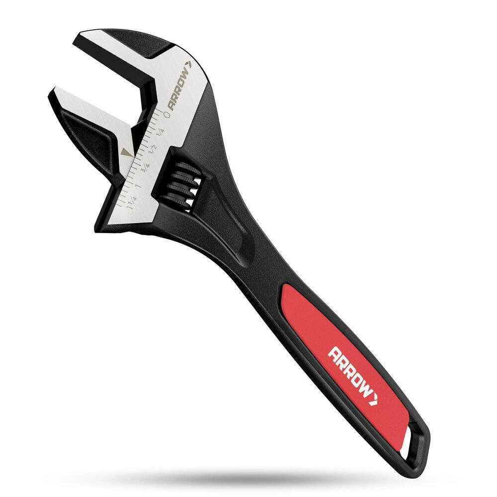 ARROW 10" Adjustable Wrench Cr-V Steel Wide Jaw Black Oxide Wrench w/Inch/Metric