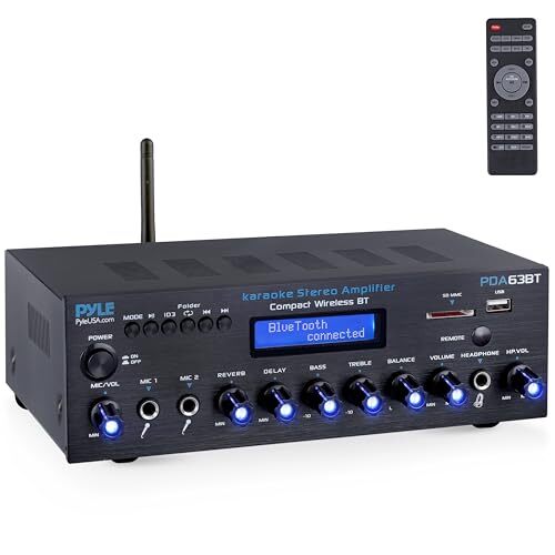 Pyle PDA63BT Bluetooth Home Amplifier Receiver, 4x 3.5" 200W Max 3-Way Speakers