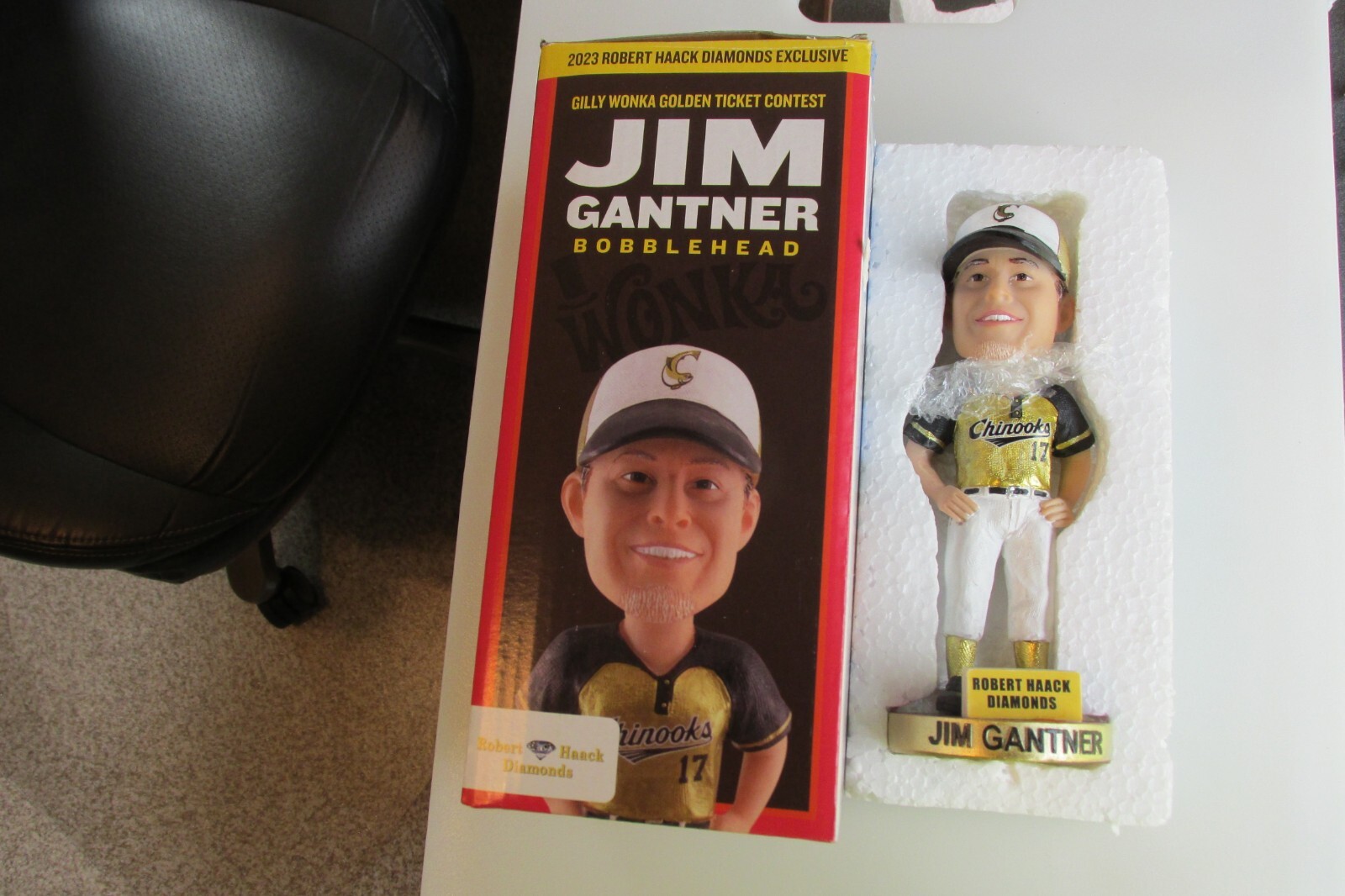 2023 Jim Gantner Chinooks Gilly Wonka Golden Ticket Contest Bobblehead NEW