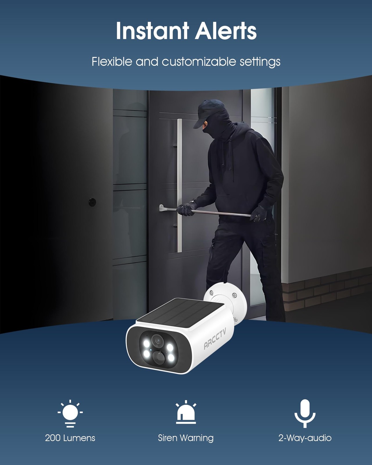Solar Security Camera Outdoor Wireless, 4MP Battery Powered Home Surveillance...