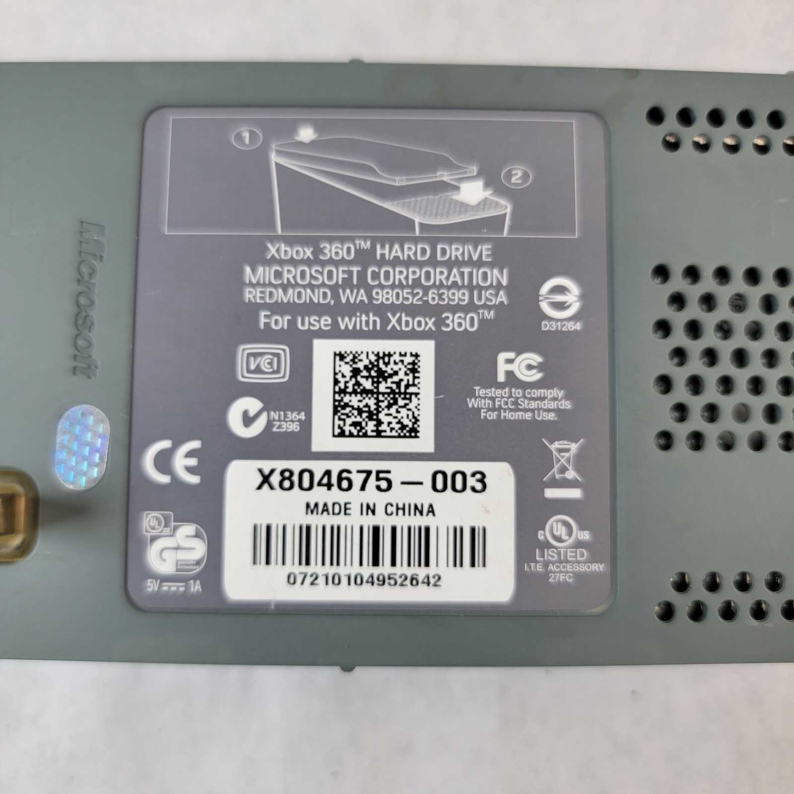 Microsoft Xbox 360 OEM External HDD Hard Drive X804675-003 Untested