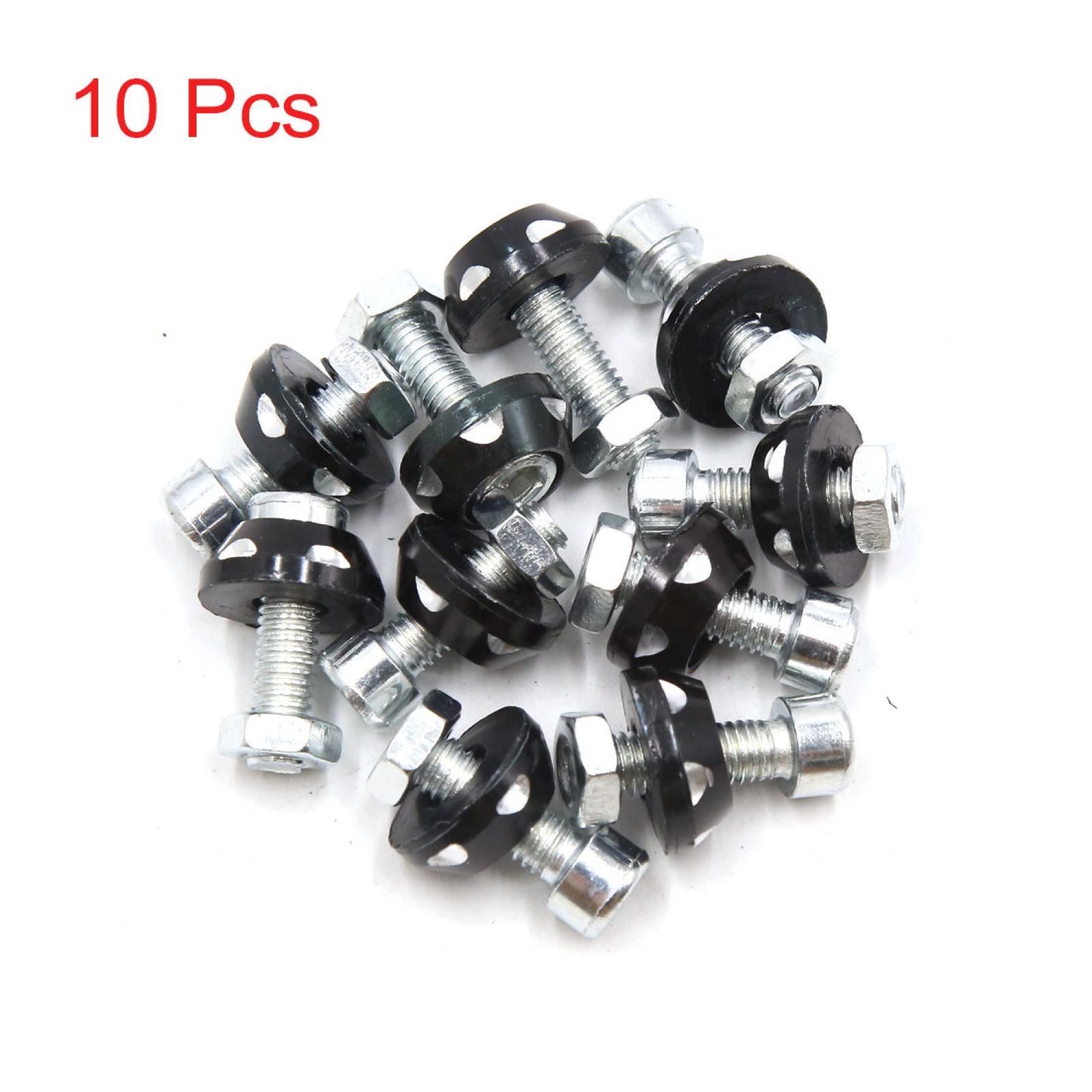 10 Pcs Black Aluminum Alloy Car Motorcycle Decorative License Plate Bolt Screw