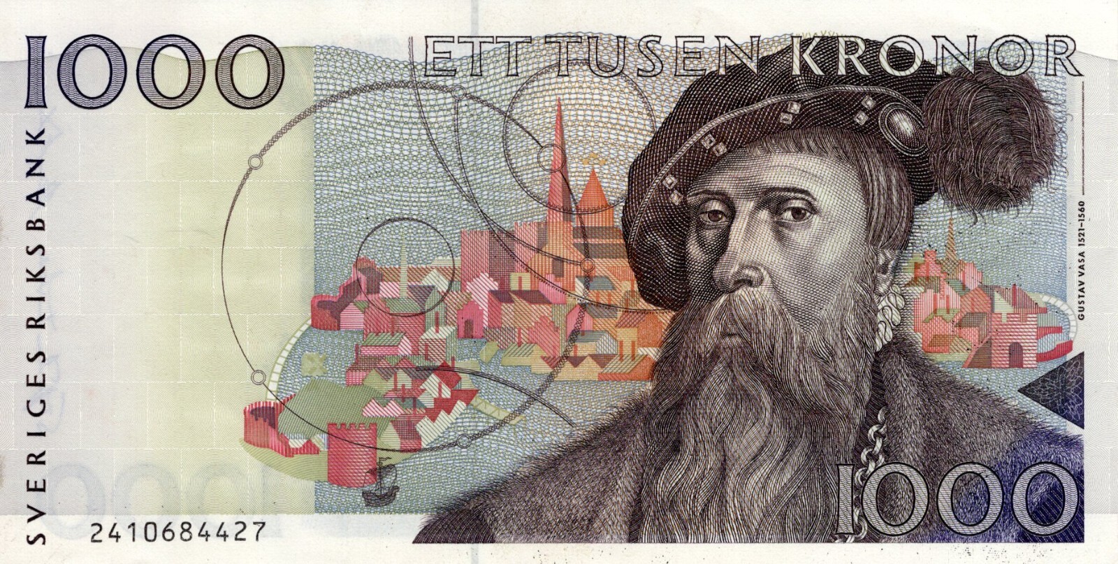 Sweden 1000 Kronor 1992 aUNC Banknote P-60 Prefix 2410 Linder/Dennis Sig.