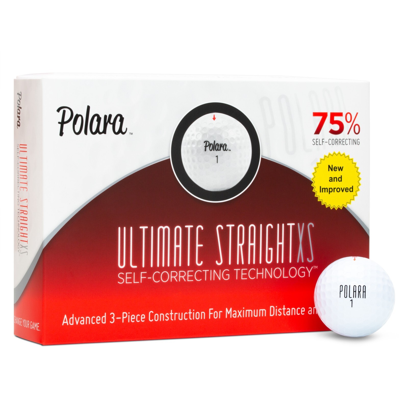 Polara Ultimate Straight XS Self Correcting 3 Piece Golf Balls (1 Dozen)