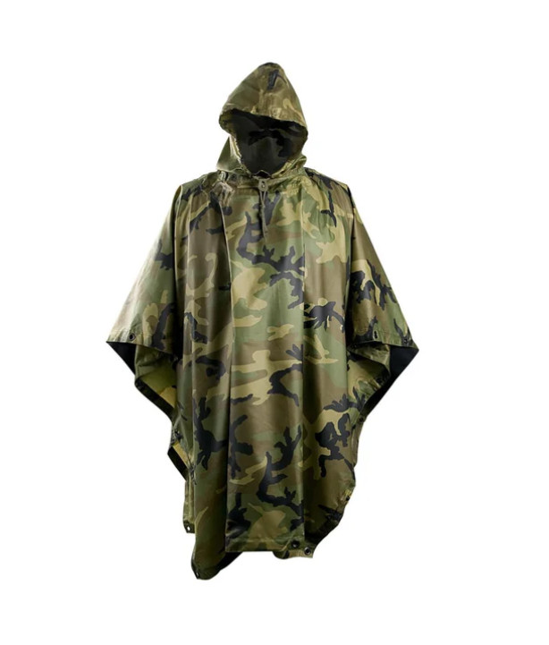 Helikon-Tex - Poncho US Model - Woodland Lightweight Compact Hood w/Drawstrings