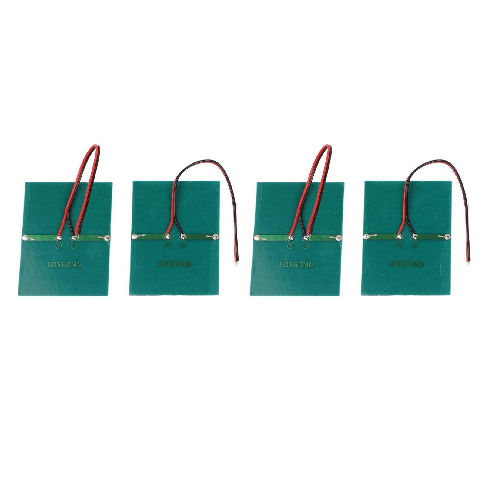 4 Pack 065W 15V Small Solar Panels Wired for Portable Electronics Power 60x80mm