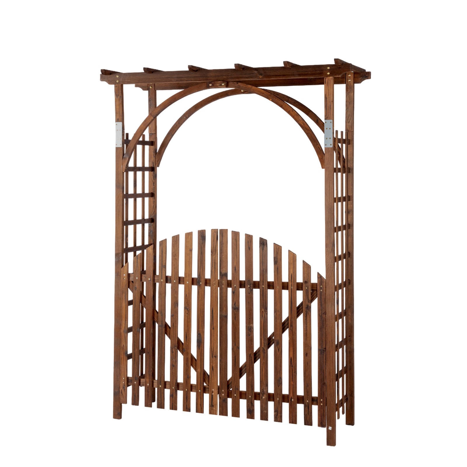 7 FT Wooden Trellies Climbing Plant with Door Arch for Garden Outdoor Wedding