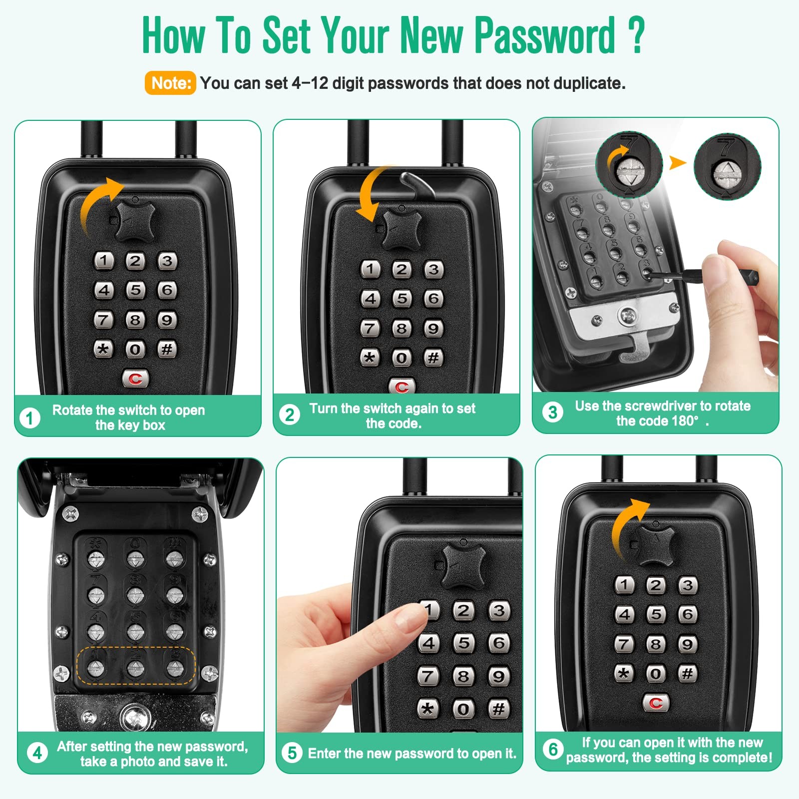 Key Lock Box For Outside 12Digit Combination Waterproof Lockbox Code Safe