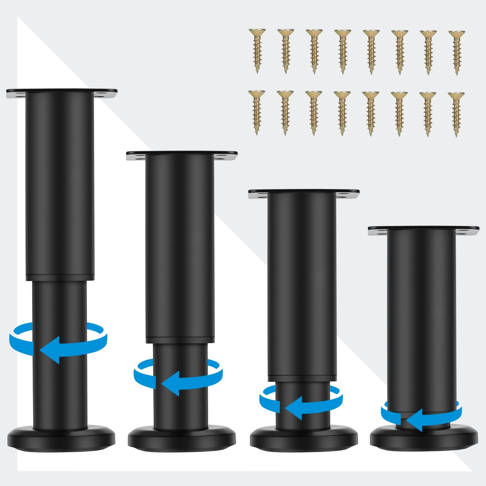 (Upgraded Metal Adjustable Furniture Legs 4.7-7 inch, Heavy Duty Cabinet Legs...
