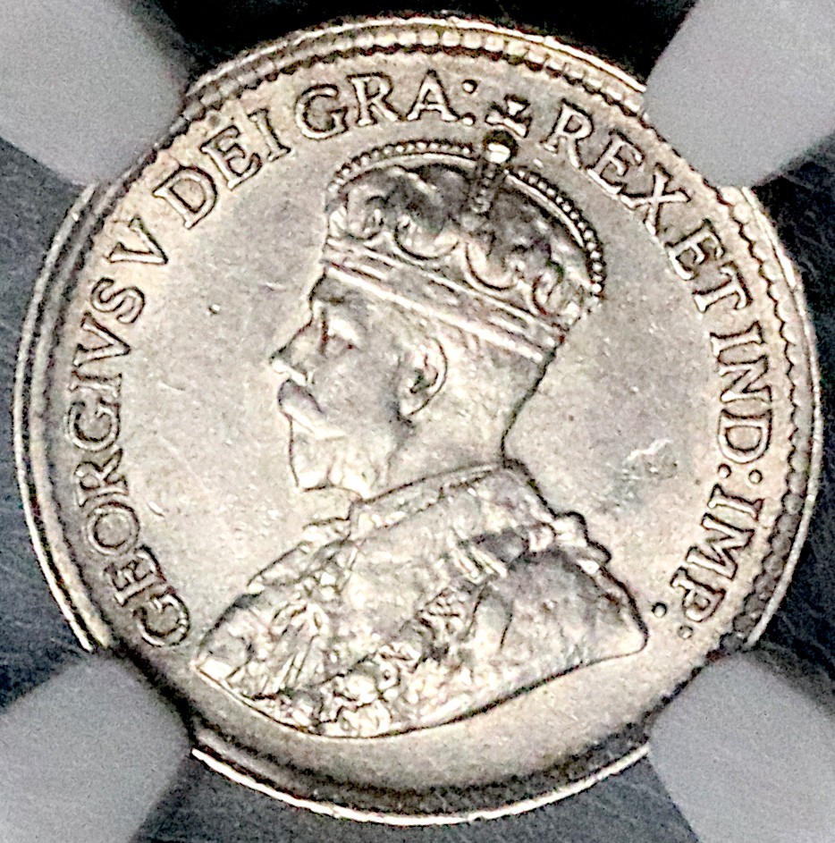 1919 PCGS AU 55 Canada 5 Cents George V Sterling Silver Coin (26062702C)