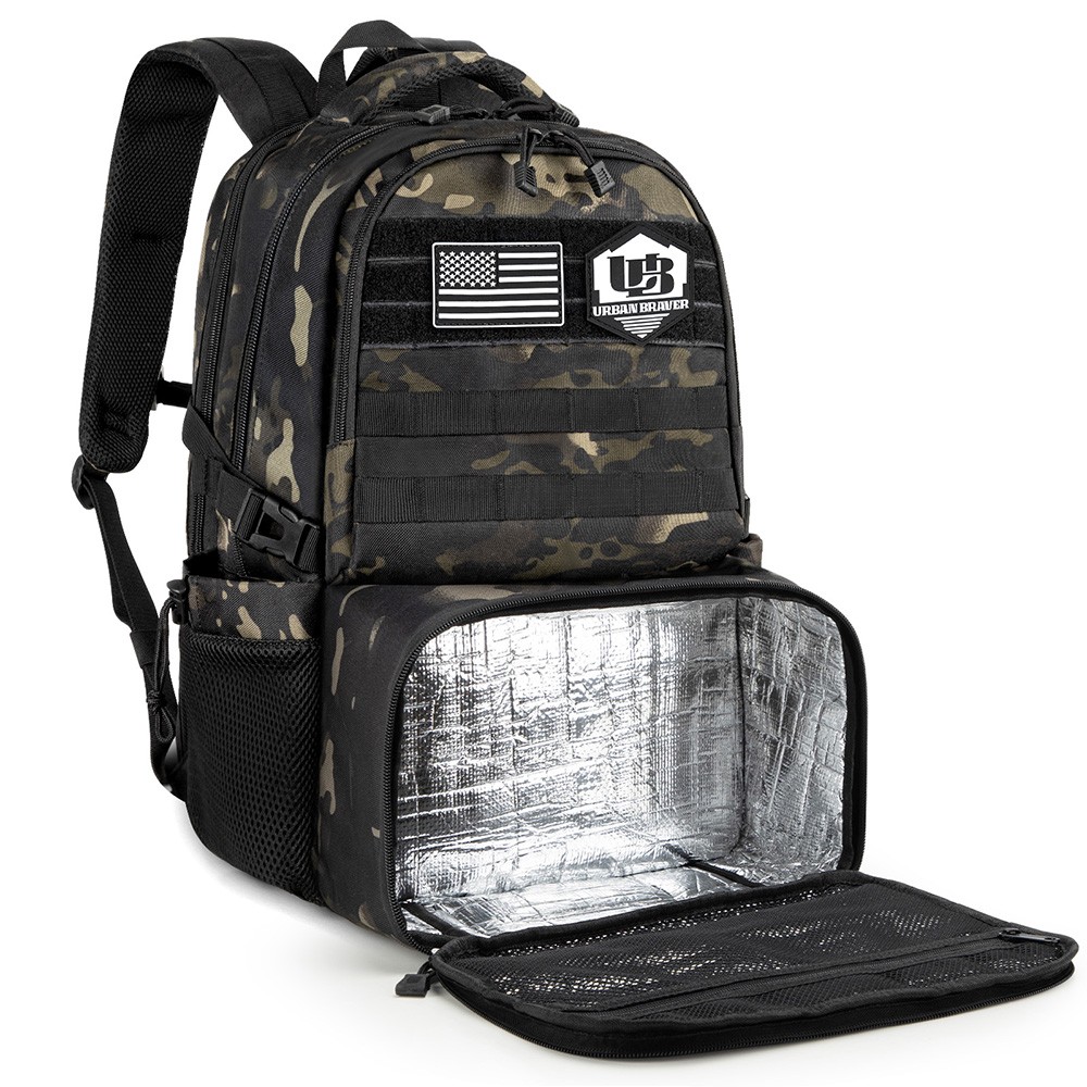 Durable 17inch Laptop Backpack with Insulated Lunch Box, Tactical Design for Men