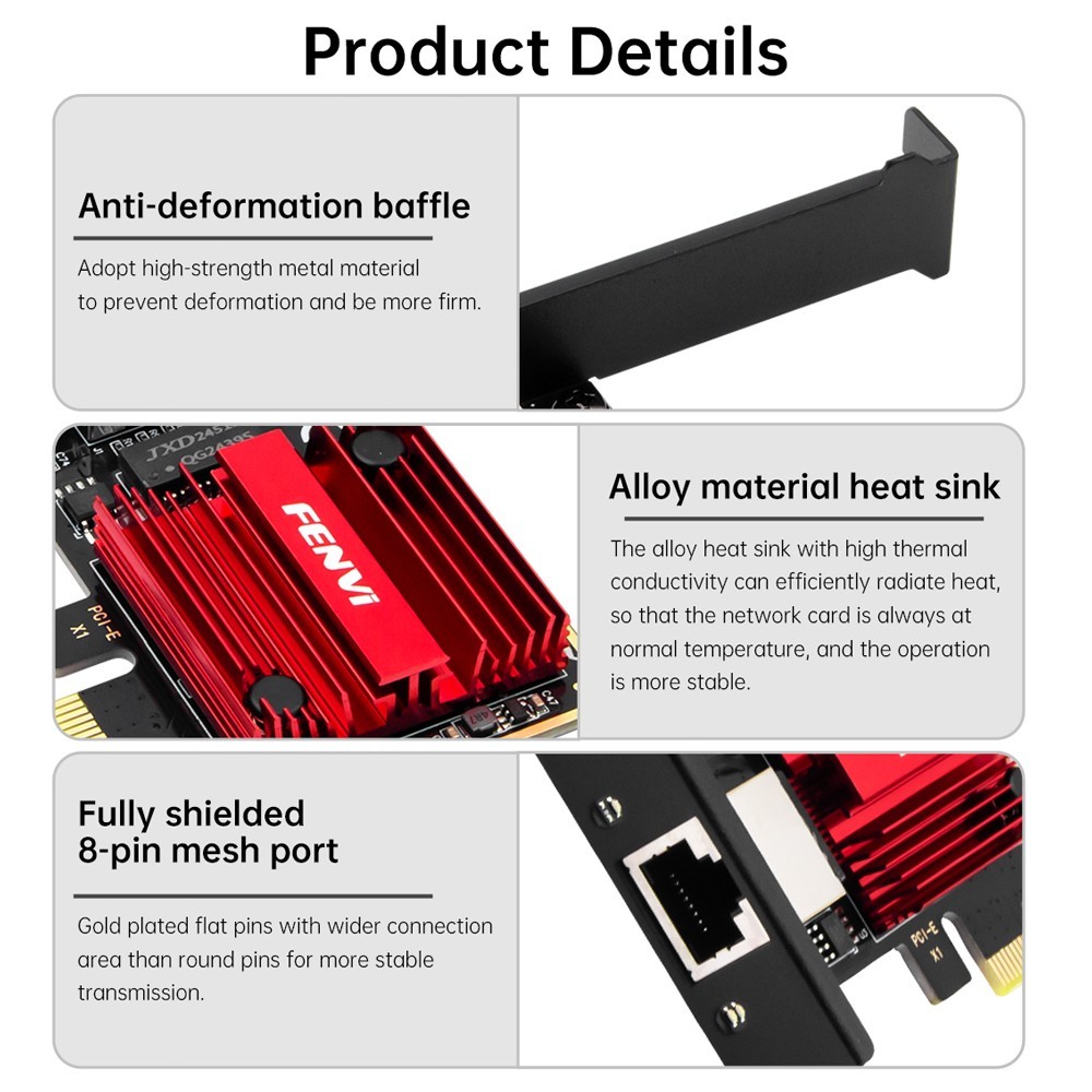 2.5Gbps PCIe Network Adapter Realtek RTL8125B Chip Multi-Gigabit Ethernet Card