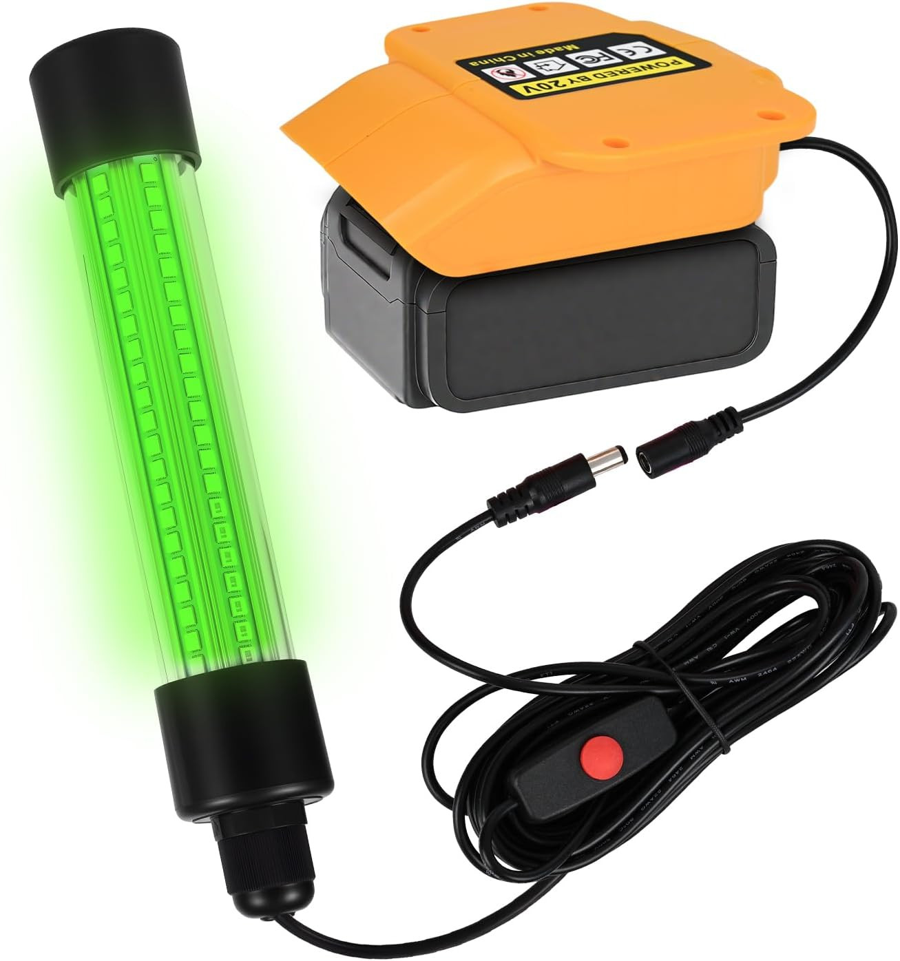 IP68 Underwater Fishing Light Compatible with Dewalt 20V Battery, 1300LM Night F