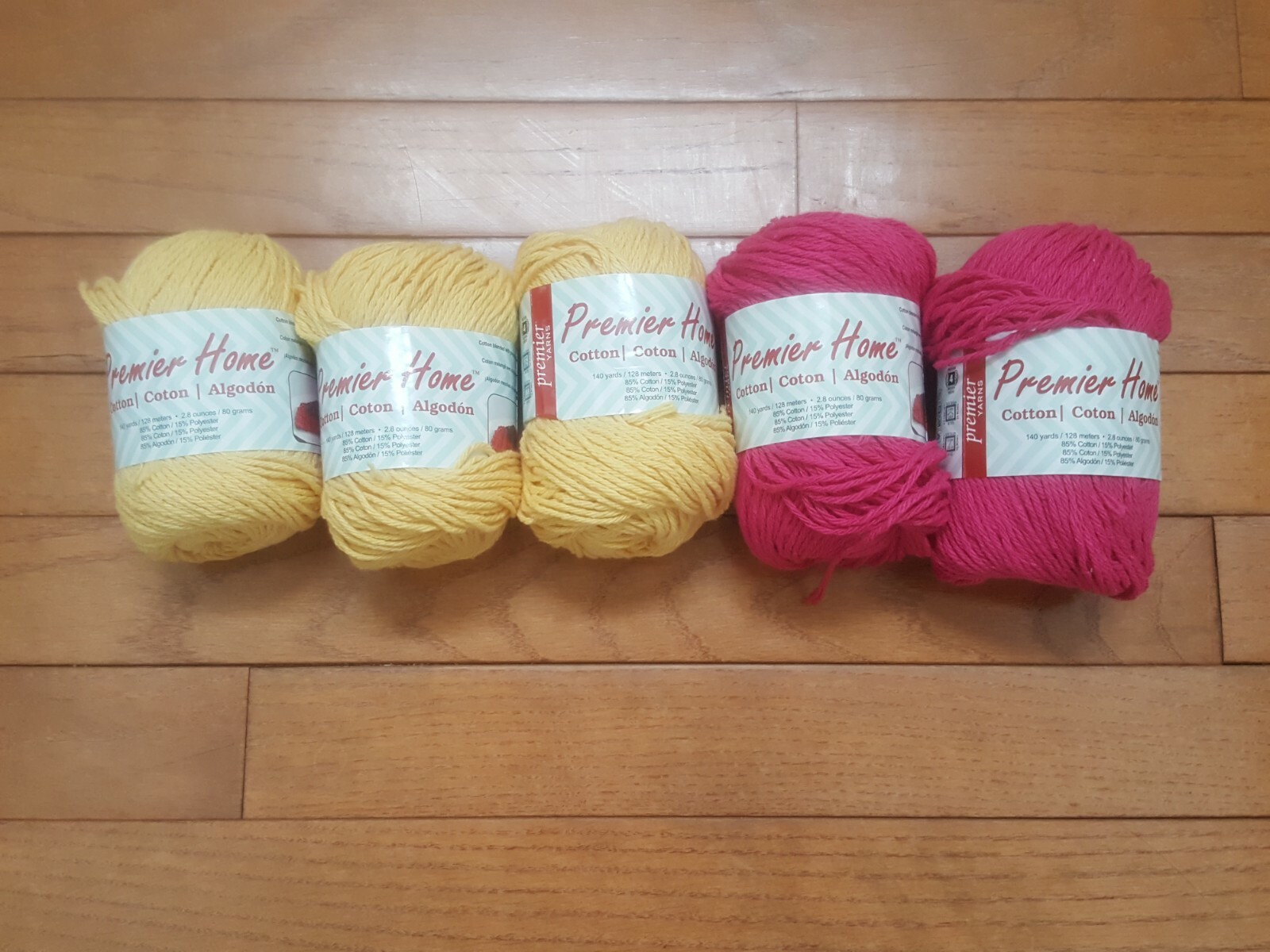Premier Home Cotton yarn  140 yards  2.8 ounces Yellow/Pink colors smokefree NEW