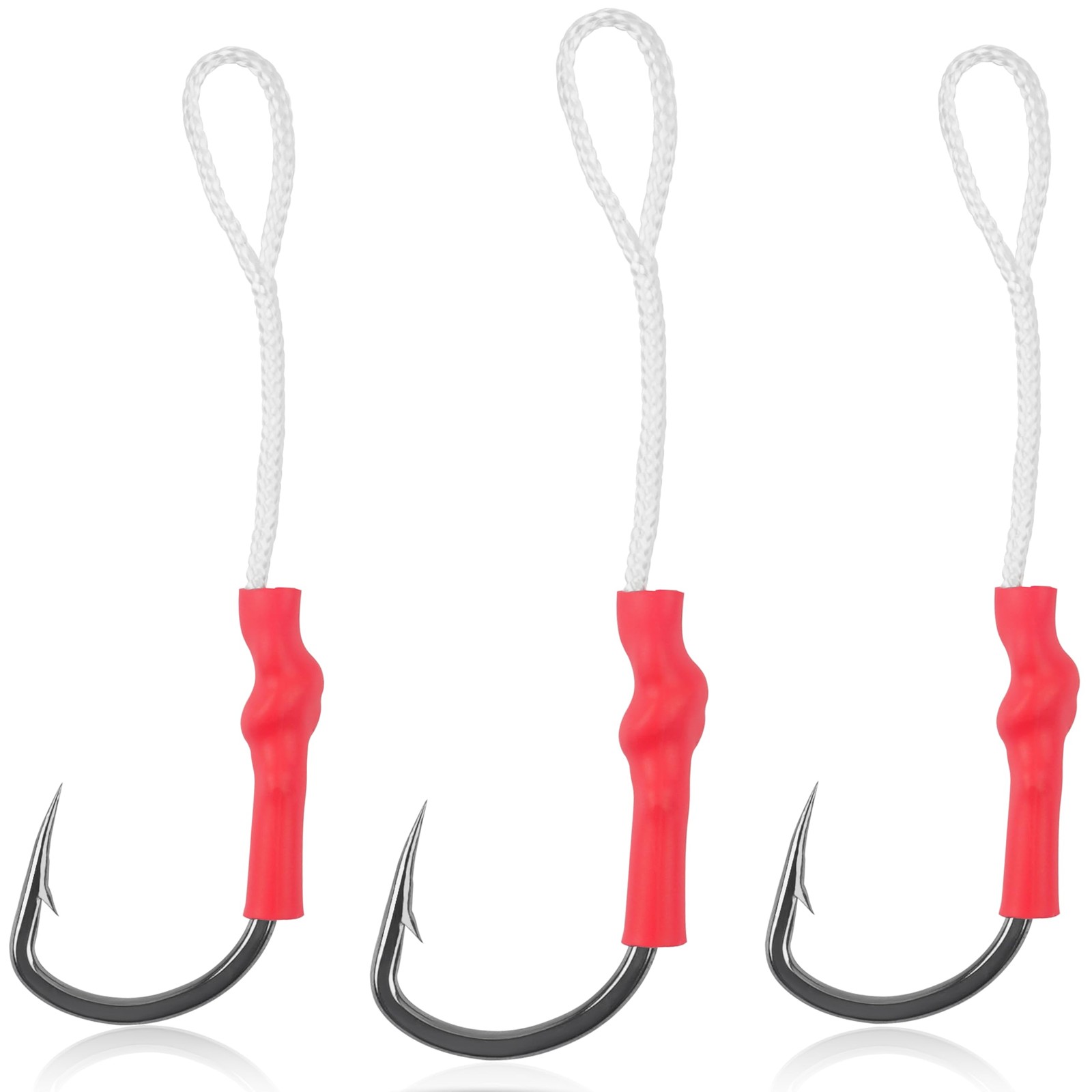 Fishing Assist Hooks with PE line,40pcs Stainless Steel Vertical Jigging Assist