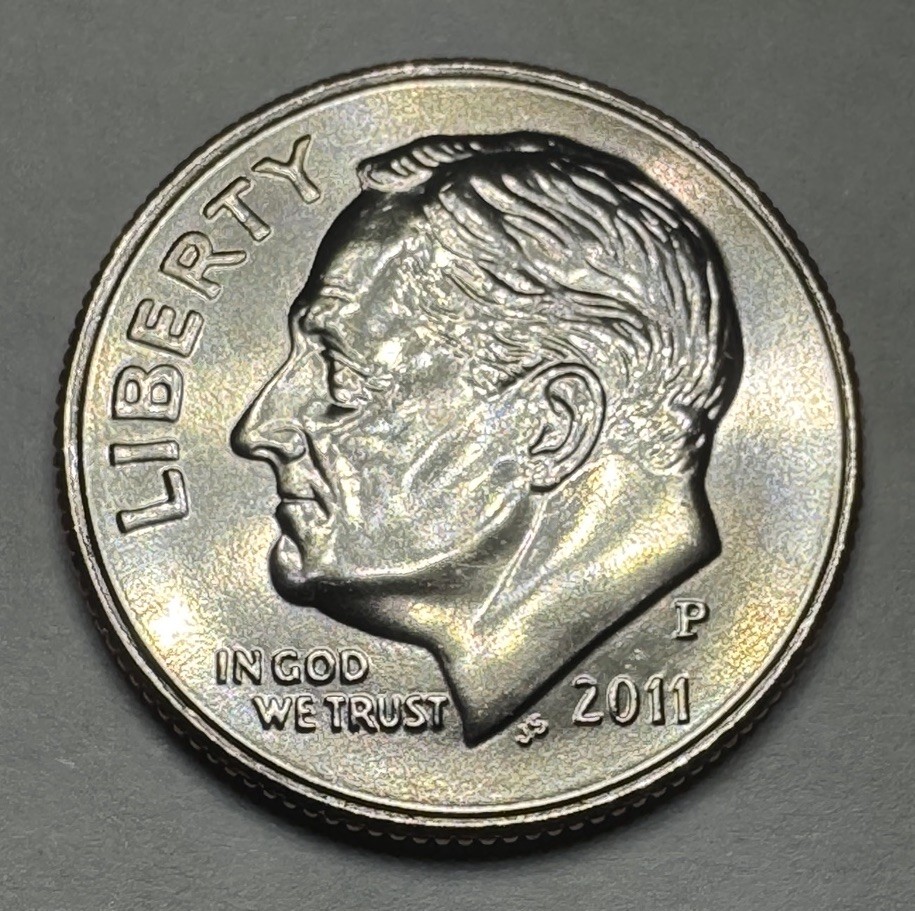 2011-P Roosevelt Dime 10cent Coin from US Mint Set. Uncirculated BU