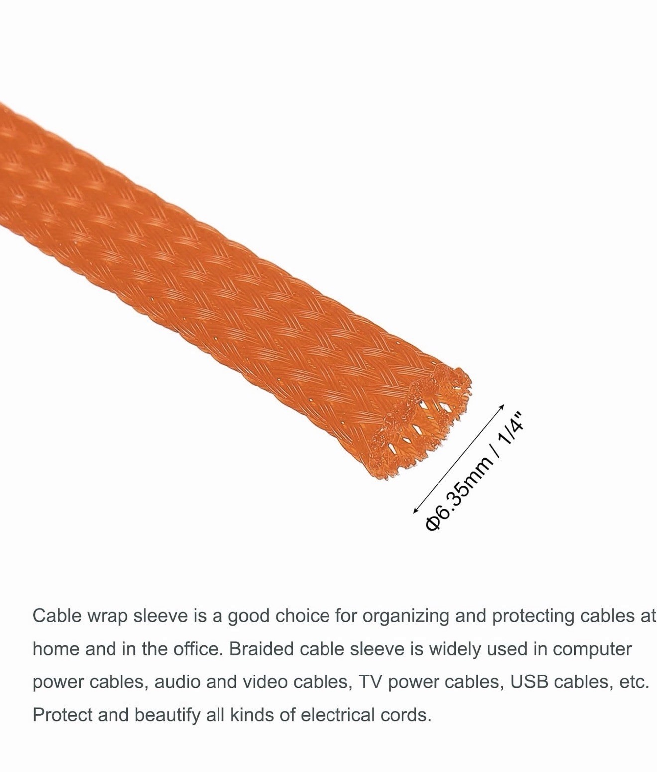 uxcell Expandable Sleeving, 1/4-inch 100ft Cable Sleeve, Orange